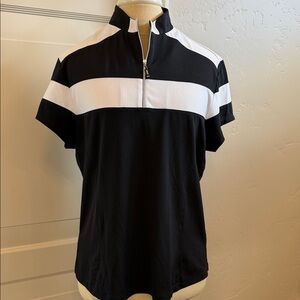DKNY Golf Black and White Womens Polo Shirt size Large